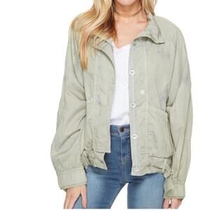 Free People Parachute Jacket in Marbled Green and Blue - Size S
